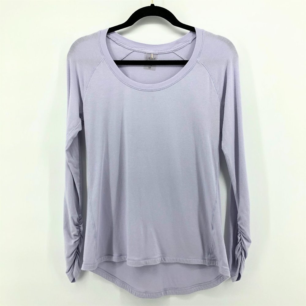 CALIA Rouched Long Sleeve Workout Top Purple